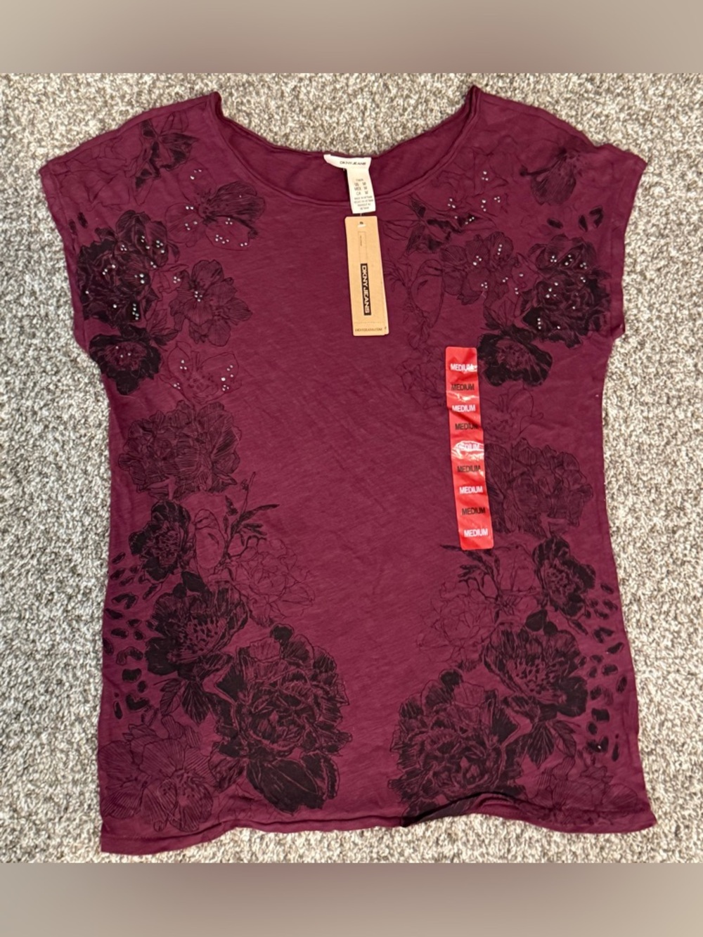 Women’s DKNY Jeans Floral Short Sleeve T-Shirt ~ Size M NWT